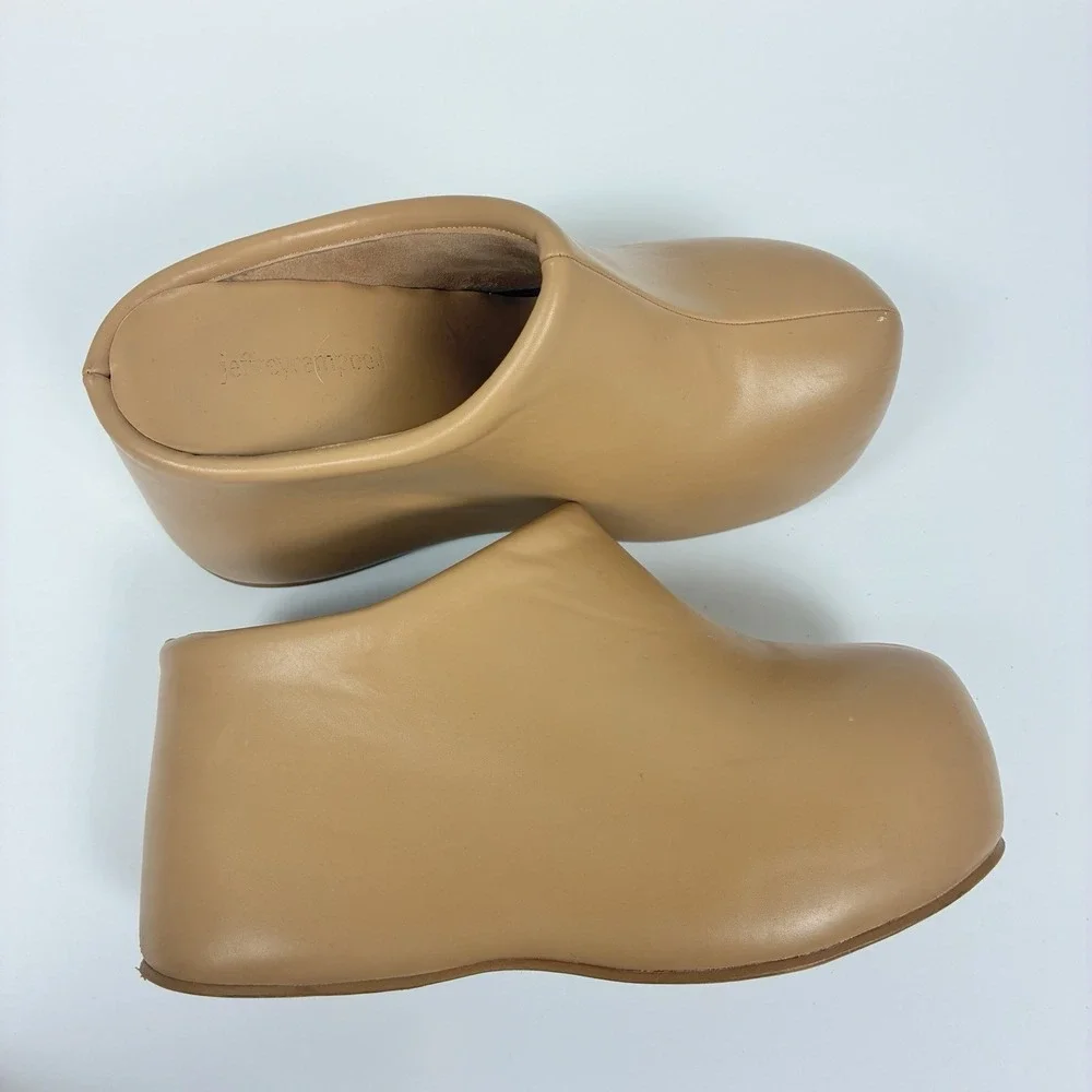 Mod Jeffrey Campbell Cloggin Tan Platform Mule Clogs 7.5 Comic-Con Costume Anime